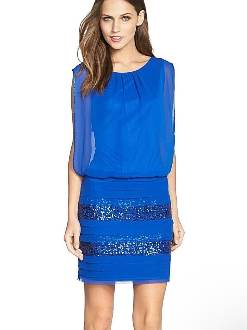 NWT Aidan Mattox Blue Sequin Mini Dress Women’s Size 8 M Cocktail Party